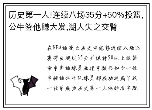 历史第一人!连续八场35分+50%投篮,公牛签他赚大发,湖人失之交臂